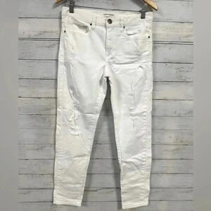 Banana Republic Distressed Boyfriend White Jeans Size 27L